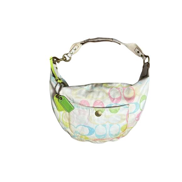 Coach Scribble Signature Hobo Bag Multicolor C Print, Y2K Pastel Purse - Picture 1 of 11